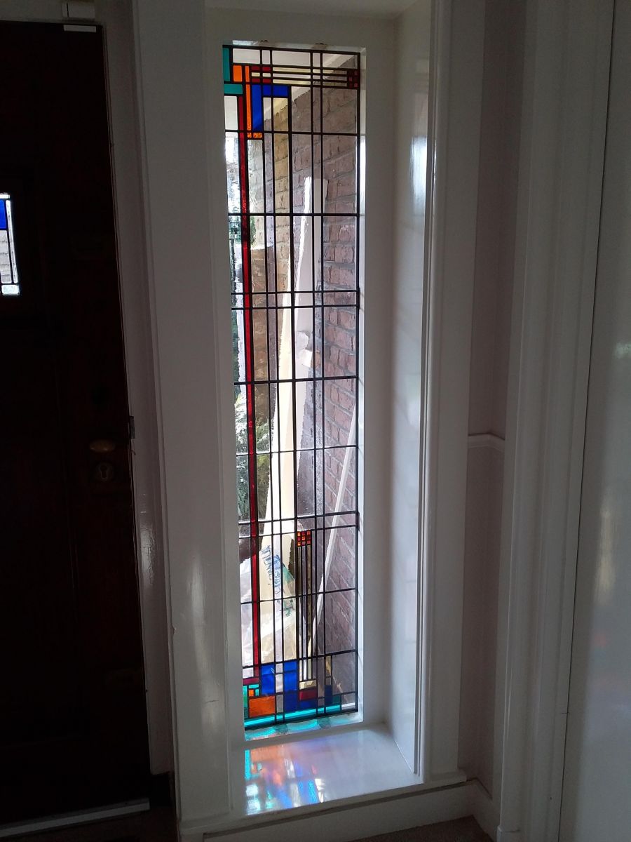 Nieuwe raam met het met Lamberts glas aangevulde patroon